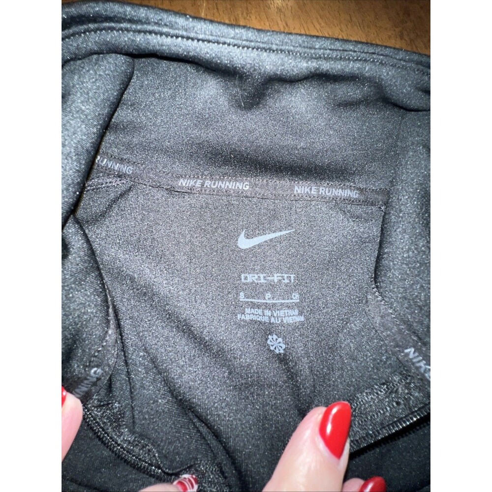 Nike Women's Dri-Fit Reflective Half Zip Running Shirt Black Silver Size Small - Picture 3 of 8